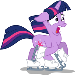Size: 8000x8000 | Tagged: safe, artist:dashiesparkle, twilight sparkle, pony, unicorn, g4, winter wrap up, absurd resolution, ears back, female, open mouth, scared, simple background, skating, solo, svg, transparent background, unicorn twilight, vector, wide eyes, windswept mane