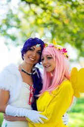 Size: 640x960 | Tagged: safe, artist:saru-cosplay, fluttershy, rarity, human, g4, cosplay, irl, irl human, photo