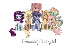 Size: 1280x800 | Tagged: dead source, safe, artist:art-by-flier, applejack, fluttershy, pinkie pie, rainbow dash, rarity, sunset shimmer, twilight sparkle, alicorn, pony, g4, alternate mane seven, female, mane six, mare, twilight sparkle (alicorn)