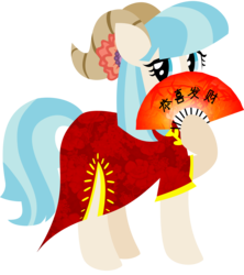 Size: 5000x5619 | Tagged: safe, artist:lunabubble-ede96, coco pommel, g4, absurd resolution, chinese new year, clothes, dress, fan, female, solo