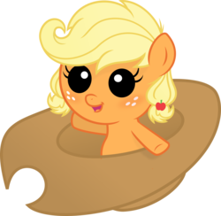 Size: 3586x3500 | Tagged: safe, artist:godoffury, applejack, earth pony, pony, g4, baby, baby pony, babyjack, cute, female, filly, foal, hat, high res, jackabetes, simple background, solo, transparent background, vector