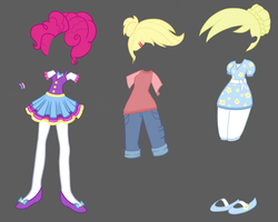 Size: 3240x2592 | Tagged: safe, artist:thecheeseburger, applejack, derpy hooves, pinkie pie, equestria girls, g4, alternate clothes, alternate hairstyle, clothes, high res, pantyhose