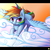 Size: 2400x2400 | Tagged: safe, artist:captainpudgemuffin, rainbow dash, pegasus, pony, g4, cloud, cloudy, cute, dashabetes, female, fluffy, flying, grin, high res, lidded eyes, looking at you, mare, smiling, solo, spread wings, wings