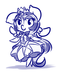 Size: 609x752 | Tagged: safe, artist:krucification, oc, oc only, alicorn, pony, clothes, crown, cure twinkle, dress, looking at you, magical girl, monochrome, precure, solo