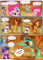 Size: 3500x4951 | Tagged: safe, artist:chocokangoo, artist:light262, artist:lummh, pinkie pie, rainbow dash, rarity, twilight sparkle, oc, oc:princess tempora, alicorn, pony, comic:timey wimey, g4, alicorn oc, breaking the fourth wall, comic, medium awareness, twilight sparkle (alicorn)