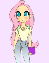 Size: 600x768 | Tagged: safe, artist:chibicmps, fluttershy, human, g4, female, humanized, solo