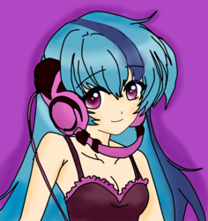 Size: 966x1023 | Tagged: artist needed, safe, artist:twilylove, sonata dusk, equestria girls, g4, anime, anime style, clothes, headphones, humanized, looking at you, solo, tank top, trace