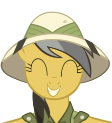 Size: 741x809 | Tagged: safe, artist:comfydove, daring do, pegasus, pony, g4, ^^, clothes, daring dorable, eyes closed, female, hat, hug, looking at you, mare, pith helmet, shirt, simple background, solo, transparent background, vector