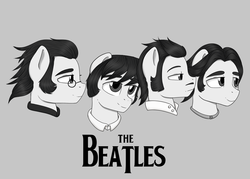 Size: 1400x1000 | Tagged: safe, artist:vampteen83, monochrome, ponified, the beatles