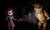 Size: 1846x1125 | Tagged: safe, artist:creatorofpony, artist:flare-chaser, pinkie pie, rainbow dash, equestria girls, g4, 3d, bonnie (fnaf), dark, female, five nights at freddy's, flashlight (object), freddy fazbear, group, male, shipping, source filmmaker, spooky, straight, torch