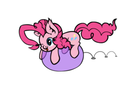 Size: 1100x800 | Tagged: safe, artist:yooyfull, pinkie pie, earth pony, pony, g4, balloon, balloon riding, bouncing, female, one eye closed, solo, that pony sure does love balloons, tongue out, wink