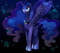 Size: 900x800 | Tagged: safe, artist:mofu-seu, artist:weiliy, princess luna, g4, female, solo, spread wings