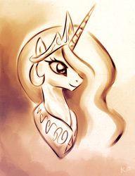 Size: 616x801 | Tagged: safe, artist:kp-shadowsquirrel, princess celestia, g4, female, monochrome, portrait, solo