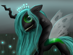 Size: 1600x1200 | Tagged: safe, artist:luminousdazzle, queen chrysalis, changeling, changeling queen, g4, crown, female, jewelry, nightmare fuel, regalia, solo