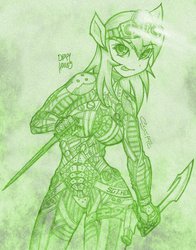 Size: 943x1200 | Tagged: dead source, safe, artist:pie-likes-me, derpy hooves, human, g4, eared humanization, female, humanized, monochrome, solo, splinter cell