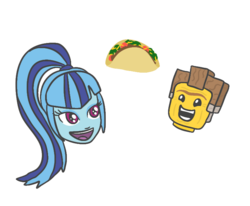 Size: 759x624 | Tagged: safe, artist:ixtaek, sonata dusk, equestria girls, g4, crossover, lego, lord business, sonataco, taco tuesday, that girl sure loves tacos, that siren sure does love tacos, the lego movie