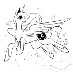 Size: 1106x1090 | Tagged: safe, artist:glacierclear, princess luna, g4, female, monochrome, solo