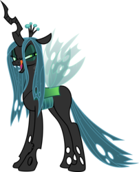 Size: 4000x4960 | Tagged: safe, artist:jeatz-axl, queen chrysalis, changeling, changeling queen, g4, crown, female, jewelry, kitchen eyes, licking lips, looking at you, open mouth, regalia, simple background, solo, white background