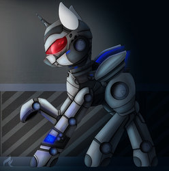 Size: 1024x1032 | Tagged: safe, artist:allyster-black, oc, oc only, cyborg, robot, solo