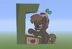 Size: 1280x873 | Tagged: safe, button mash, earth pony, g4, colt, concentrating, foal, hat, male, minecraft, minecraft pixel art, pixel art, pixelated, propeller hat, video game