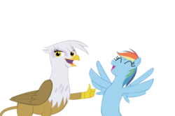 Size: 2338x1556 | Tagged: safe, artist:ajustice90, gilda, rainbow dash, griffon, g4, bros pose, commission, the frollo show, thumbs up