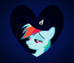 Size: 850x718 | Tagged: safe, artist:fillylover, rainbow dash, g4, female, hat, like moths to flames, solo, top cunt