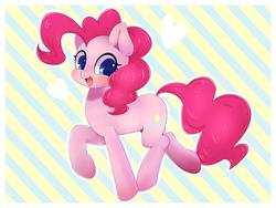 Size: 1024x768 | Tagged: safe, artist:ayahana, pinkie pie, earth pony, pony, g4, blushing, cute, diapinkes, female, heart, open mouth, smiling pinkie pie tolts left, solo