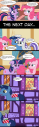 Size: 1500x4830 | Tagged: dead source, safe, artist:veggie55, gummy, night light, pinkie pie, twilight sparkle, twilight velvet, alligator, earth pony, pony, unicorn, g4, book, bookshelf, comic, soon, unicorn twilight