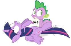 Size: 960x630 | Tagged: safe, artist:dm29, spike, twilight sparkle, alicorn, pony, g4, broken, dead, death, divide by zero, duo, female, flash cards, foam, foaming at the mouth, frothing, frown, gritted teeth, mare, misleading thumbnail, on back, seizure, simple background, transparent background, twilight sparkle (alicorn), wide eyes