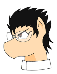 Size: 427x555 | Tagged: safe, artist:combatkaiser, apocalypse zero, crossover, glasses, kakugo hagakure, kakugo no susume, ponified