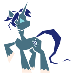 Size: 894x894 | Tagged: safe, artist:flamevulture17, oc, oc only, oc:nightly, pony, unicorn, blue, male, minimalist, solo, stained glass, stallion