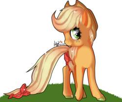 Size: 1024x851 | Tagged: safe, artist:sofilut, applejack, g4, female, hair bow, simple background, solo, transparent background