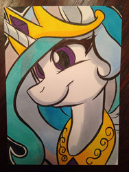 Size: 1024x1365 | Tagged: safe, artist:joshuadraws, princess celestia, g4, female, smiling, solo, traditional art