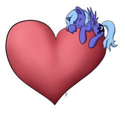 Size: 2000x2000 | Tagged: safe, artist:cleoziep, princess luna, g4, :3, eyes closed, female, filly, heart, high res, prone, solo, woona