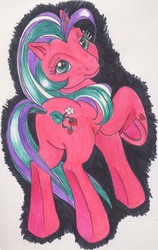 Size: 399x631 | Tagged: safe, artist:kissthethunder, sweetberry, earth pony, pony, g3, butt, cute, female, looking at you, photo, plot, solo, traditional art, underhoof