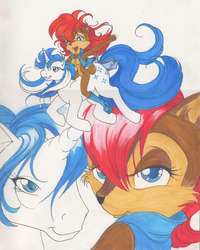 Size: 765x954 | Tagged: safe, artist:kissthethunder, majesty, g1, crossover, female, princess sally, sally acorn, sonic the hedgehog (series)