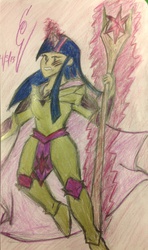 Size: 1501x2538 | Tagged: safe, artist:derpam, twilight sparkle, human, g4, armor, female, humanized, solo, staff, traditional art