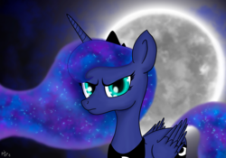 Size: 2600x1820 | Tagged: safe, artist:machstyle, princess luna, g4, female, looking at you, moon, solo