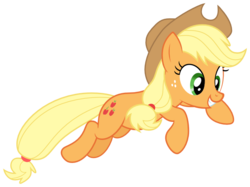 Size: 750x560 | Tagged: safe, artist:myrami, applejack, earth pony, pony, apple family reunion, g4, .svg available, female, grin, jumping, simple background, solo, transparent background, vector