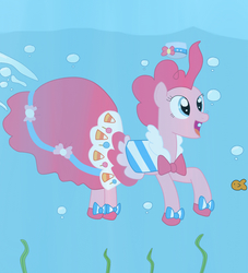 Size: 1424x1568 | Tagged: safe, artist:04startycornonline88, pinkie pie, g4, clothes, dress, gala dress, lake, solo, swimming, underwater, wet mane