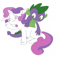 Size: 693x673 | Tagged: safe, artist:wasill, spike, sweetie belle, pony, g4, animated, blushing, butt scratch, butt scratcher, cute, female, male, meme, scratching, ship:spikebelle, shipping, simple background, straight, white background, yaranaika