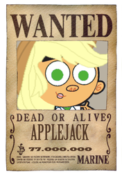 Size: 597x848 | Tagged: safe, applejack, equestria girls, g4, a.j., crossover, one piece, pun, the fairly oddparents, vinsmoke sanji, wanted, wanted poster, wat