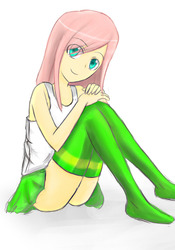 Size: 700x1000 | Tagged: safe, artist:jumboz95, fluttershy, equestria girls, g4, clothes, female, missing shoes, solo, stockings