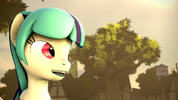 Size: 1280x720 | Tagged: safe, artist:jollyoldcinema, sonata dusk, earth pony, pony, g4, 3d, building, lips, ponified, power line, source filmmaker, sunset, tree, water tower