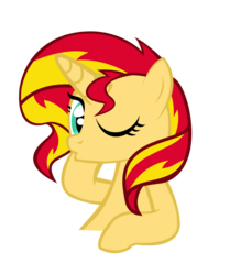 Size: 2800x3348 | Tagged: safe, artist:kuren247, sunset shimmer, pony, unicorn, g4, female, high res, simple background, solo, transparent background, vector, wink