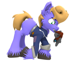 Size: 1024x868 | Tagged: safe, artist:sherfur, oc, oc only, oc:kings folly, earth pony, pony, fallout equestria, 3d, clothes, jumpsuit, plushie, solo, unshorn fetlocks, vault suit