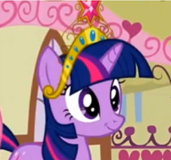 Size: 349x326 | Tagged: safe, screencap, twilight sparkle, pony, g4, magical mystery cure, :t, big crown thingy, element of magic, female, smiling, solo