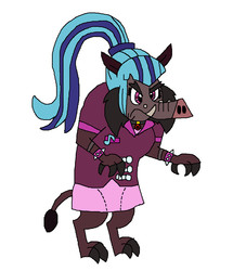 Size: 955x1109 | Tagged: safe, artist:hunterxcolleen, sonata dusk, boar, human, hybrid, equestria girls, g4, bipedal, combination, crossover, dobson, fused, fusion, ice age, ice age 4: continental drift, intersex, pirate, wat, why