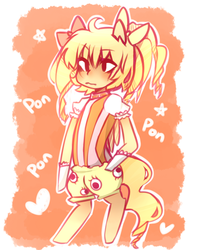 Size: 500x628 | Tagged: safe, artist:ms-xana, oc, oc only, oc:xana, earth pony, pony, bipedal, kyary pamyu pamyu, ponponpon