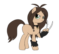 Size: 2500x2296 | Tagged: safe, artist:edcom02, artist:jmkplover, earth pony, pony, claws, crossover, high res, laura kinney, marvel, mutant, ponified, simple background, spiders and magic: capcom invasion, transparent background, x-23, x-men